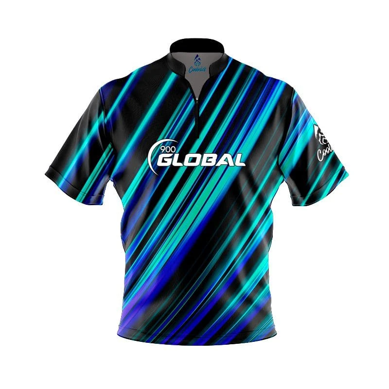 900 Global Blue Green Digital Stripes Fast Track CoolWick Bowling Jersey 3 900 Global Blue Green Digital Stripes Fast Track CoolWick Bowling Jersey
