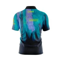 Hammer Raw Black Purple Teal Fast Track CoolWick Bowling Jersey -Bowler Smart Shop 2023 FAST TRACK Hammer Raw Black Purple Teal Back Template