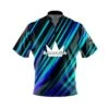 Brunswick Blue Green Digital Stripes Fast Track CoolWick Bowling Jersey