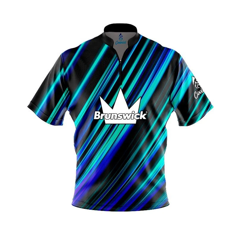Brunswick Blue Green Digital Stripes Fast Track CoolWick Bowling Jersey 3 Brunswick Blue Green Digital Stripes Fast Track CoolWick Bowling Jersey