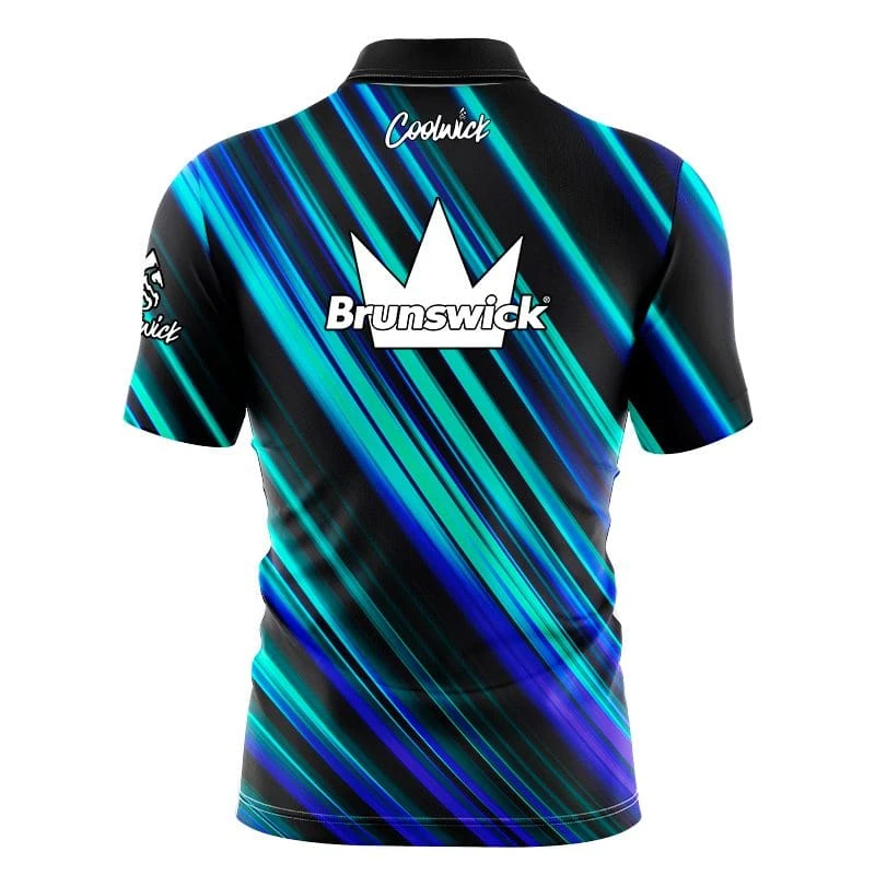 Brunswick Blue Green Digital Stripes Fast Track CoolWick Bowling Jersey 4 Brunswick Blue Green Digital Stripes Fast Track CoolWick Bowling Jersey - Image 2