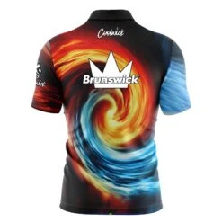 Brunswick Fire And Ice Vortex Fast Track CoolWick Bowling Jersey -Bowler Smart Shop 2023 brunswick Fire and Ice Vortex FAST TRACK Back