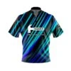Hammer Blue Green Digital Stripes Fast Track CoolWick Bowling Jersey -Bowler Smart Shop 2023 hammer Blue Green Digital stripe Jersey Front