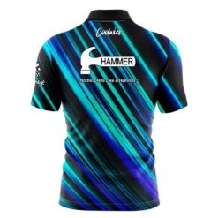 Hammer Blue Green Digital Stripes Fast Track CoolWick Bowling Jersey 6 Hammer Blue Green Digital Stripes Fast Track CoolWick Bowling Jersey -Bowler Smart Shop 2023 hammer Blue Green Digital stripe Jersey back