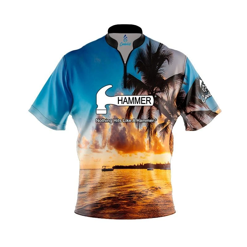 Hammer Sunset Palm Trees Fast Track CoolWick Bowling Jersey 3 Hammer Sunset Palm Trees Fast Track CoolWick Bowling Jersey