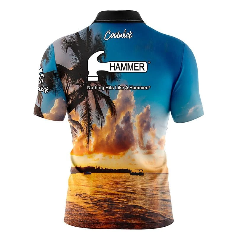 Hammer Sunset Palm Trees Fast Track CoolWick Bowling Jersey 4 Hammer Sunset Palm Trees Fast Track CoolWick Bowling Jersey - Image 2