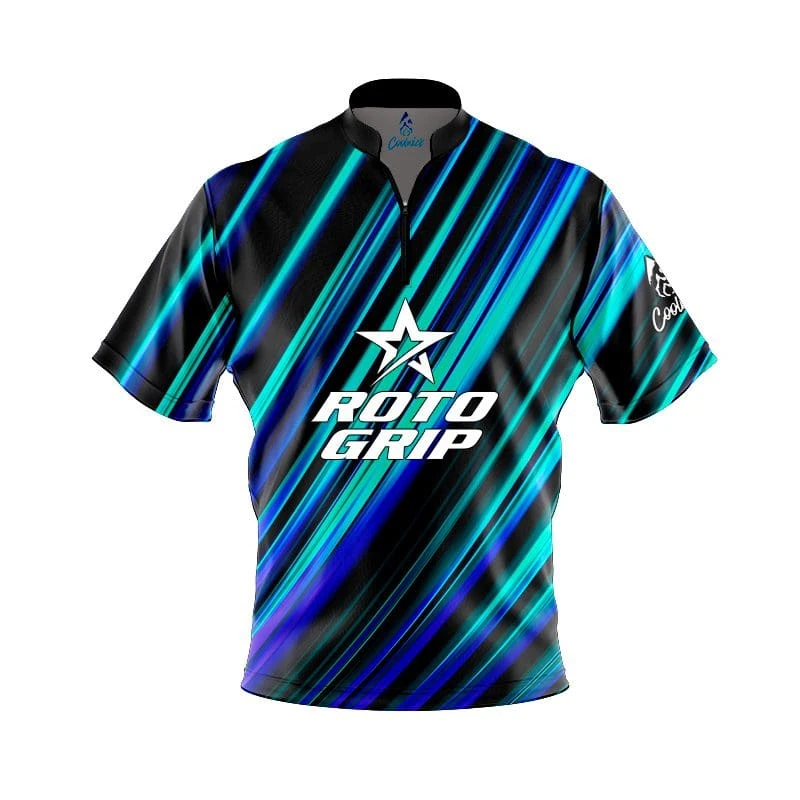 Roto Grip Blue Green Digital Stripes Fast Track CoolWick Bowling Jersey 3 Roto Grip Blue Green Digital Stripes Fast Track CoolWick Bowling Jersey