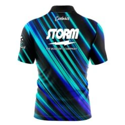 Storm Blue Green Digital Stripes Fast Track CoolWick Bowling Jersey -Bowler Smart Shop 2023 storm Blue Green Digital stripe Jersey back
