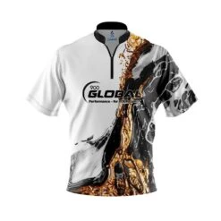 900 Global Black And Gold Liquid Marble Quick Ship CoolWick Sash Zip Bowling Jersey
