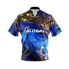 900 Global Blue Gold Liquid Marble Quick Ship CoolWick Sash Zip Bowling Jersey