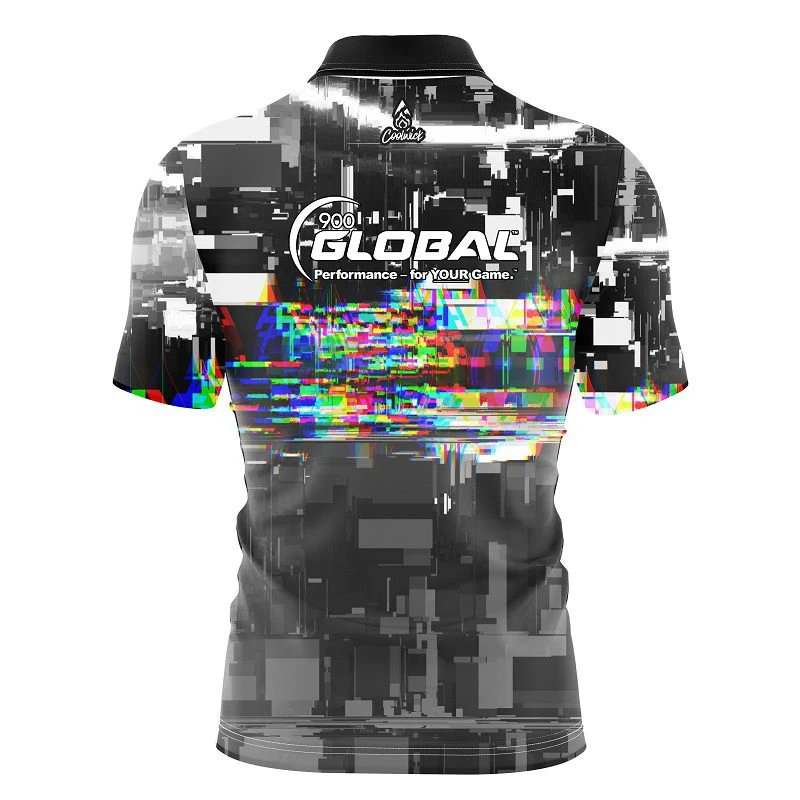 900 Global Glitch Quick Ship CoolWick Sash Zip Bowling Jersey 4 900 Global Glitch Quick Ship CoolWick Sash Zip Bowling Jersey - Image 2