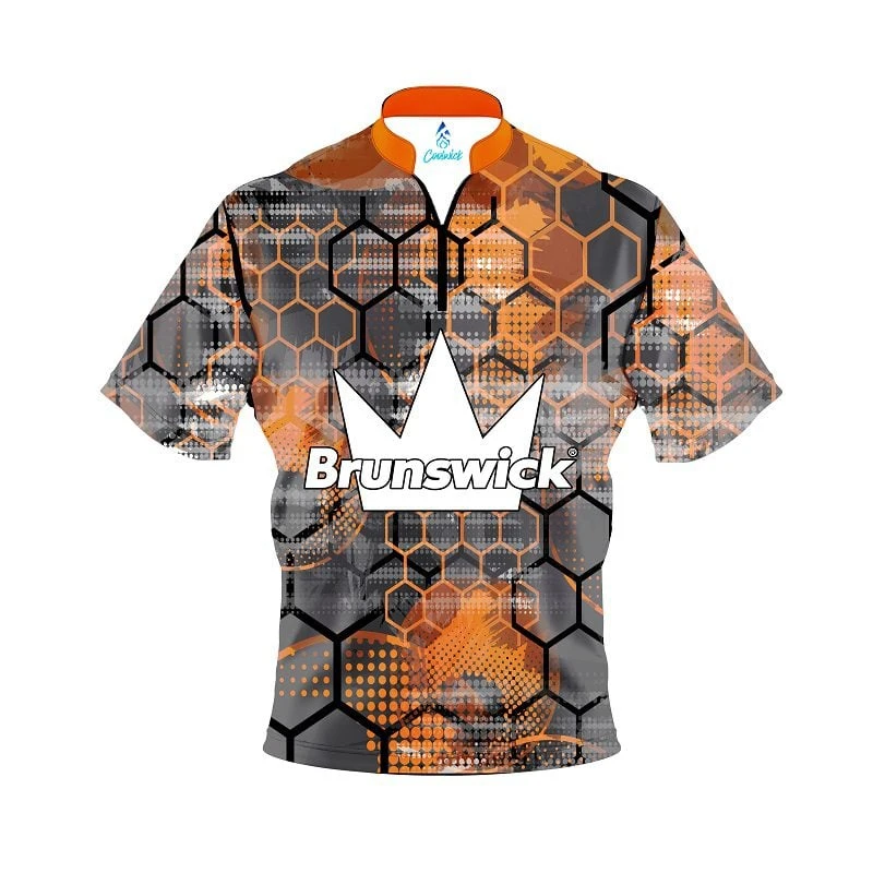 Brunswick Fire Honeycomb Quick Ship CoolWick Sash Zip Bowling Jersey 3 Brunswick Fire Honeycomb Quick Ship CoolWick Sash Zip Bowling Jersey