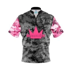 Brunswick Grey Pink Digital Camo Fast Track CoolWick Bowling Jersey