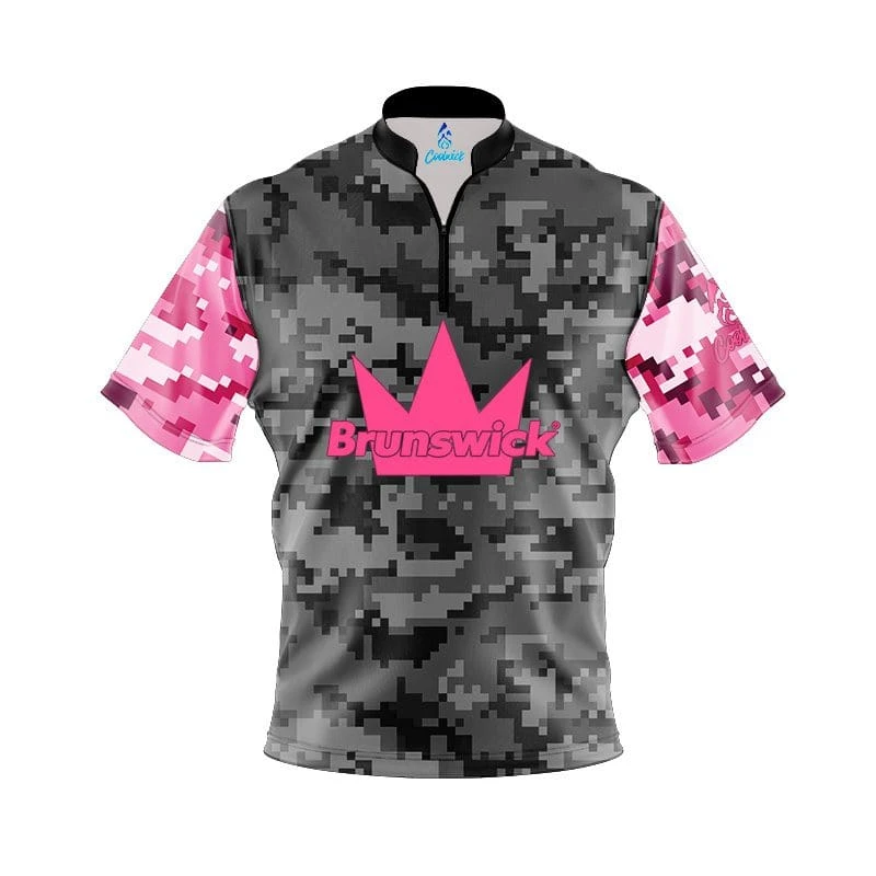 Brunswick Grey Pink Digital Camo Fast Track CoolWick Bowling Jersey 3 Brunswick Grey Pink Digital Camo Fast Track CoolWick Bowling Jersey