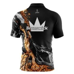 Brunswick Onyx Gold Quick Ship CoolWick Sash Zip Bowling Jersey -Bowler Smart Shop Brunswick Onyx Gold BACK