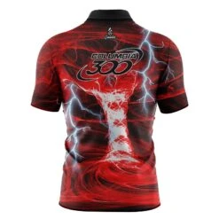 Columbia 300 Electrical Tornado Red Quick Ship CoolWick Sash Zip Bowling Jersey -Bowler Smart Shop Columbia 300 Tornado Red Back
