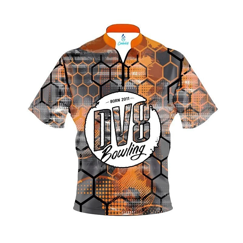 DV8 Fire Honeycomb Quick Ship CoolWick Sash Zip Bowling Jersey 3 DV8 Fire Honeycomb Quick Ship CoolWick Sash Zip Bowling Jersey