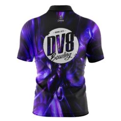 DV8 Liquid Plasma Purple Quick Ship CoolWick Sash Zip Bowling Jersey -Bowler Smart Shop DV8 LIQUID PLASMA PURPLE FLAG BACK