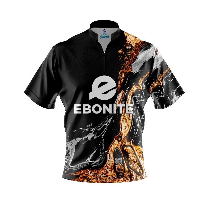 Ebonite Onyx Gold Quick Ship CoolWick Sash Zip Bowling Jersey 3 Ebonite Onyx Gold Quick Ship CoolWick Sash Zip Bowling Jersey