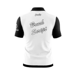 Blue Shapes Fast Track CoolWick Bowling Jersey -Bowler Smart Shop Fast Track Brush Script Disclaimer White Black Back 1