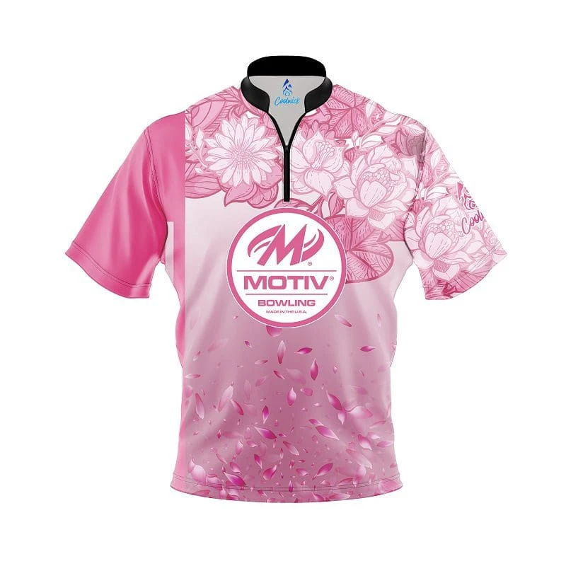 Motiv Breast Cancer Petal Pink Fast Track CoolWick Bowling Jersey 3 Motiv Breast Cancer Petal Pink Fast Track CoolWick Bowling Jersey