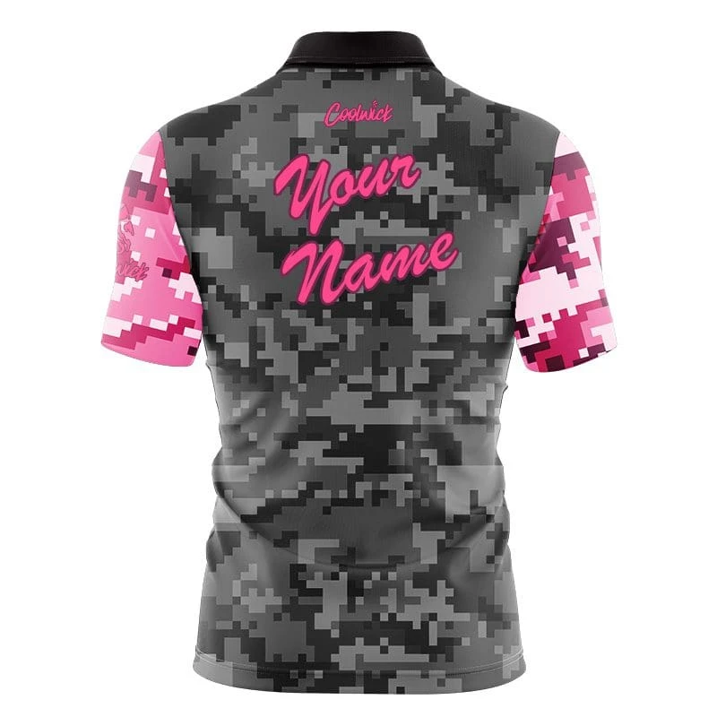 Brunswick Grey Pink Digital Camo Fast Track CoolWick Bowling Jersey 4 Brunswick Grey Pink Digital Camo Fast Track CoolWick Bowling Jersey - Image 2