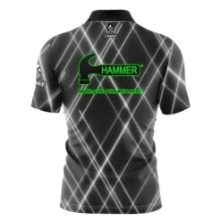Hammer Argyle Quick Ship CoolWick Sash Zip Bowling Jersey -Bowler Smart Shop Hammer Black Argyle Back
