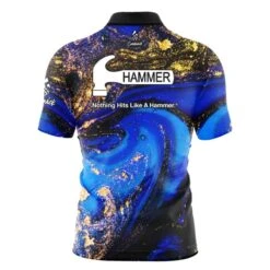 Hammer Blue Gold Liquid Marble Quick Ship CoolWick Sash Zip Bowling Jersey -Bowler Smart Shop Hammer Blue and Gold Liquid Marble Back scaled 1