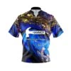 Hammer Blue Gold Liquid Marble Quick Ship CoolWick Sash Zip Bowling Jersey