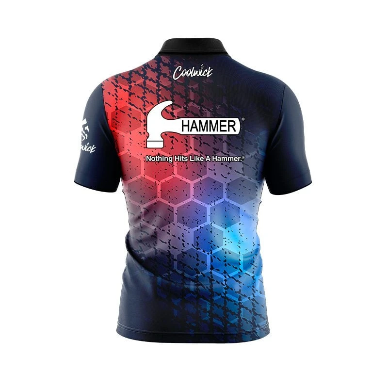 Hammer Grunge Sport Hex Quick Ship CoolWick Sash Zip Bowling Jersey 4 Hammer Grunge Sport Hex Quick Ship CoolWick Sash Zip Bowling Jersey - Image 2