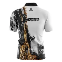 Hammer Black And Gold Liquid Marble Quick Ship CoolWick Sash Zip Bowling Jersey -Bowler Smart Shop Hammer Liquid Gold Back scaled 1
