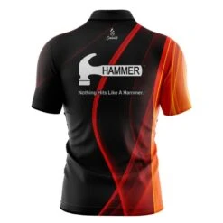 Hammer Deep Orange Curve Quick Ship CoolWick Sash Zip Bowling Jersey -Bowler Smart Shop Hammer Orange Curve BACK 768x768 1