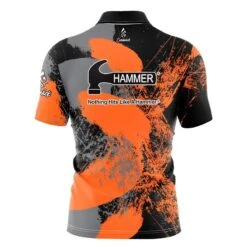 Hammer Orange Splash Quick Ship CoolWick Sash Zip Bowling Jersey 5 Hammer Orange Splash Quick Ship CoolWick Sash Zip Bowling Jersey -Bowler Smart Shop Hammer Orange Splash Back