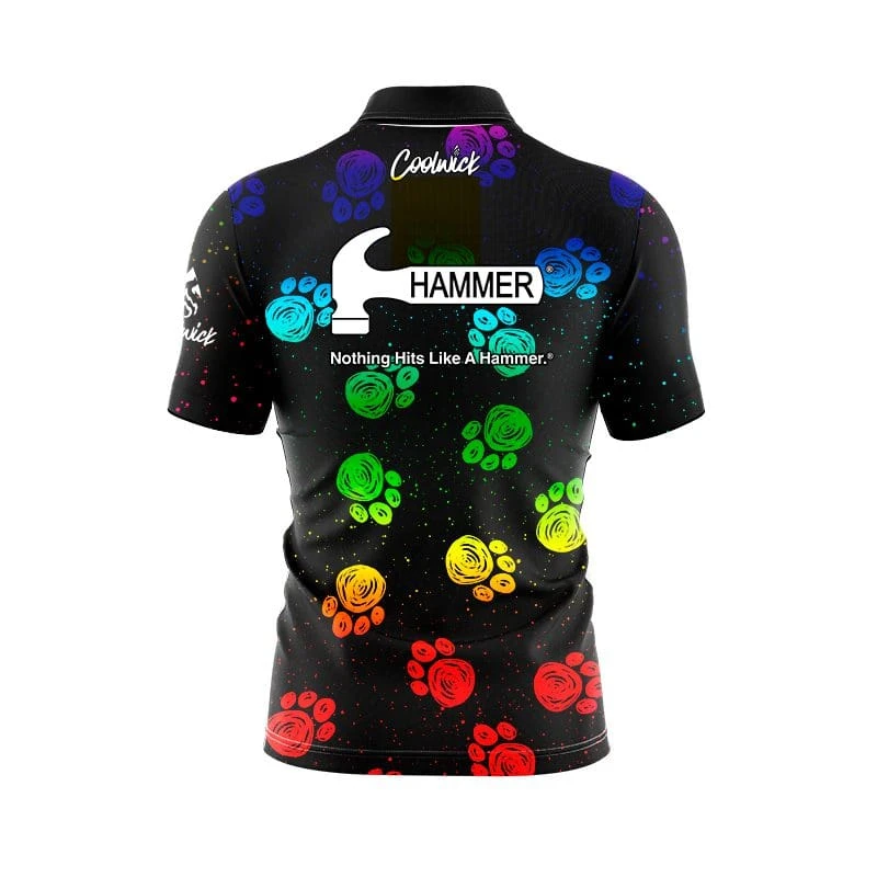 Hammer Puppy Paw Rainbow Quick Ship CoolWick Sash Zip Bowling Jersey 4 Hammer Puppy Paw Rainbow Quick Ship CoolWick Sash Zip Bowling Jersey - Image 2