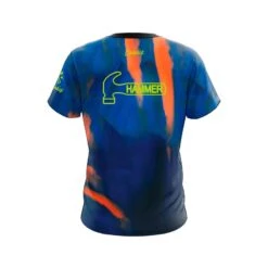 Hammer Raw Blue Black Orange CoolWick Bowling Jersey -Bowler Smart Shop Hammer Raw Blue black orange Back 1