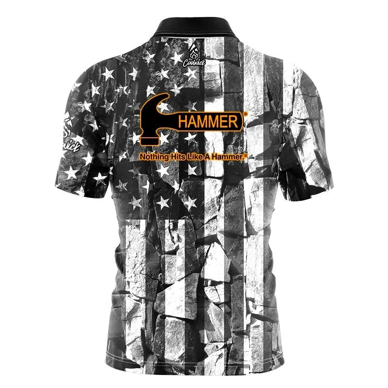 Hammer Rocky American Flag Quick Ship CoolWick Sash Zip Bowling Jersey 4 Hammer Rocky American Flag Quick Ship CoolWick Sash Zip Bowling Jersey - Image 2