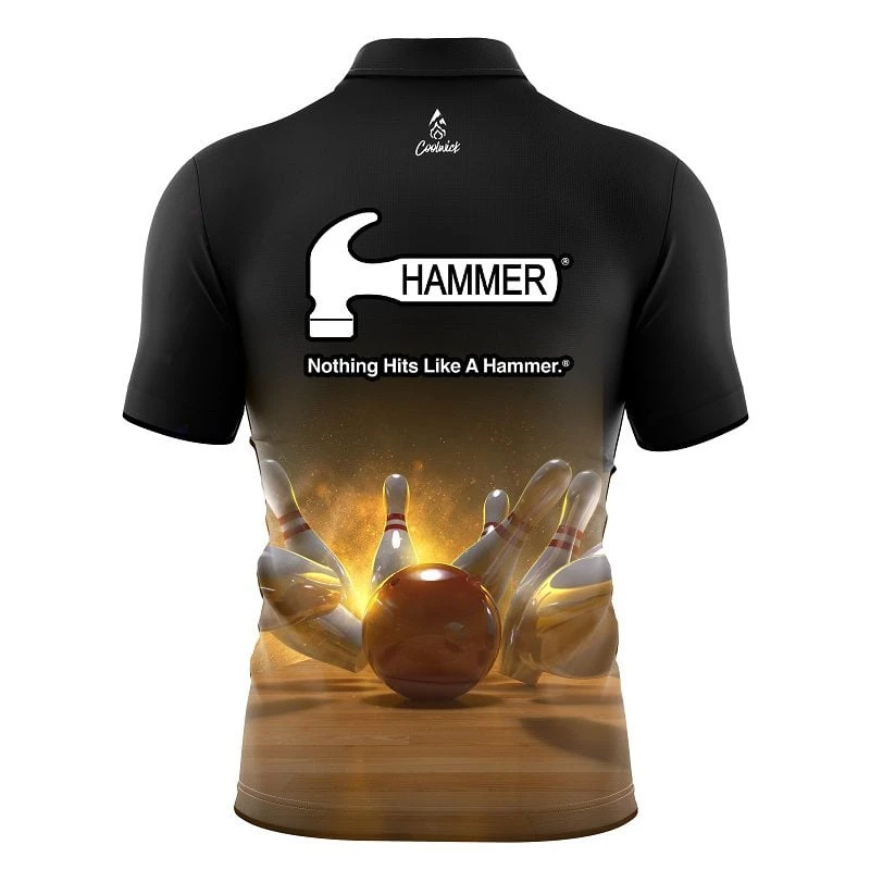 Hammer Strike Force Quick Ship CoolWick Sash Zip Bowling Jersey 4 Hammer Strike Force Quick Ship CoolWick Sash Zip Bowling Jersey - Image 2