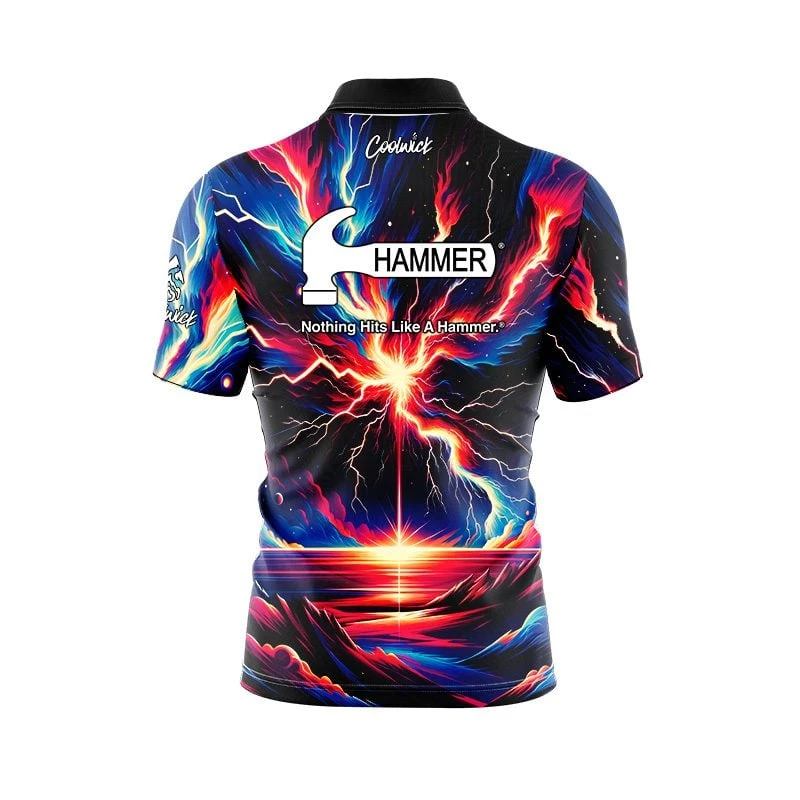 Hammer Strikes Quick Ship CoolWick Sash Zip Bowling Jersey 4 Hammer Strikes Quick Ship CoolWick Sash Zip Bowling Jersey - Image 2