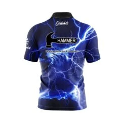 Hammer Electrical Lightning Quick Ship CoolWick Sash Zip Bowling Jersey -Bowler Smart Shop Hammer electrical lightning Back scaled 1 scaled 1