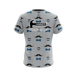 Hammer Grey Blue Mustache CoolWick Bowling Jersey -Bowler Smart Shop Jersey BACK Mustache Grey blue copyhammer scaled 1 scaled 1