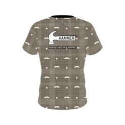 Hammer Brown Plaid Mustache CoolWick Bowling Jersey -Bowler Smart Shop Jersey BACK Mustache brown plaid copyhammer scaled 1 scaled 1