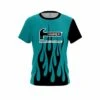 Hammer Cyan Flaming CoolWick Bowling Jersey -Bowler Smart Shop Jersey FRONT Black Flames Cyan copyhammer scaled 1 scaled 1