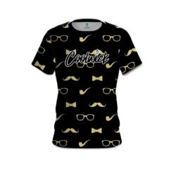 Signature Black Gold Mustache CoolWick Bowling Jersey