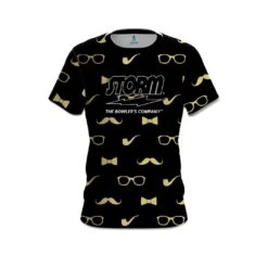 Storm Black Gold Mustache CoolWick Bowling Jersey