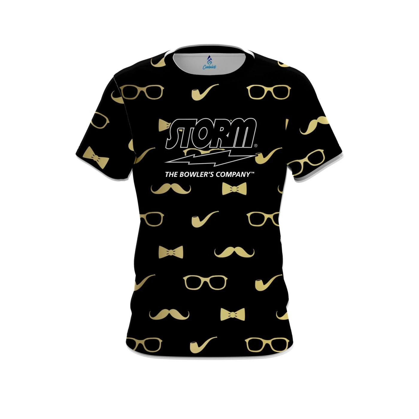Storm Black Gold Mustache CoolWick Bowling Jersey 3 Storm Black Gold Mustache CoolWick Bowling Jersey