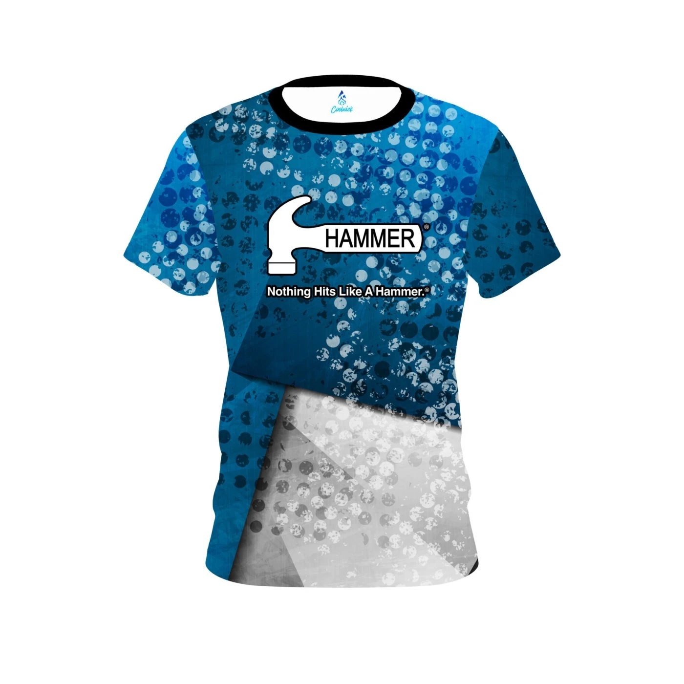 Hammer Blue Grungey CoolWick Bowling Jersey 3 Hammer Blue Grungey CoolWick Bowling Jersey