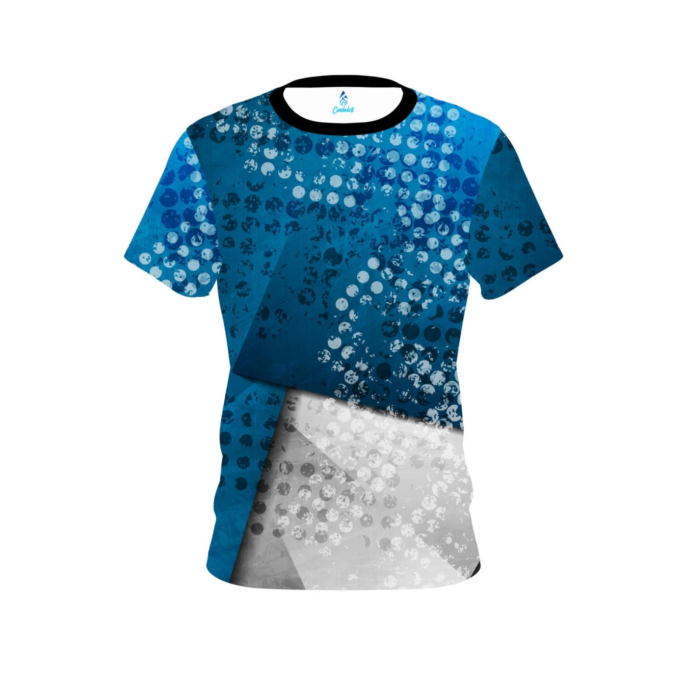 Plain Blue Grungey CoolWick Bowling Jersey 3 Plain Blue Grungey CoolWick Bowling Jersey