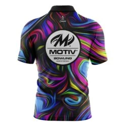 Motiv Psychedelic Swirl Quick Ship CoolWick Sash Zip Bowling Jersey 5 Motiv Psychedelic Swirl Quick Ship CoolWick Sash Zip Bowling Jersey -Bowler Smart Shop MOTIV Psychadelic FLAG BACK