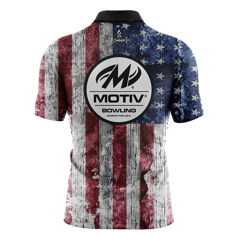 Motiv Rustic Flag Quick Ship CoolWick Sash Zip Bowling Jersey 4 Motiv Rustic Flag Quick Ship CoolWick Sash Zip Bowling Jersey - Image 2