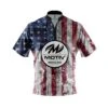 Motiv Rustic Flag Quick Ship CoolWick Sash Zip Bowling Jersey 2 Motiv Rustic Flag Quick Ship CoolWick Sash Zip Bowling Jersey -Bowler Smart Shop MOTIV RUSTIC FLAG Front
